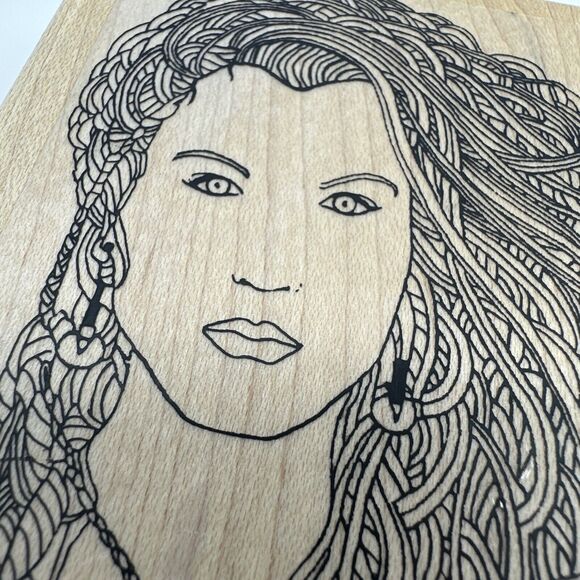 Mane Girl Woman Lots of Hair Amazing Detail Stamp Oasis 1512-1 Rubber Stamp HTF - Picture 2 of 7